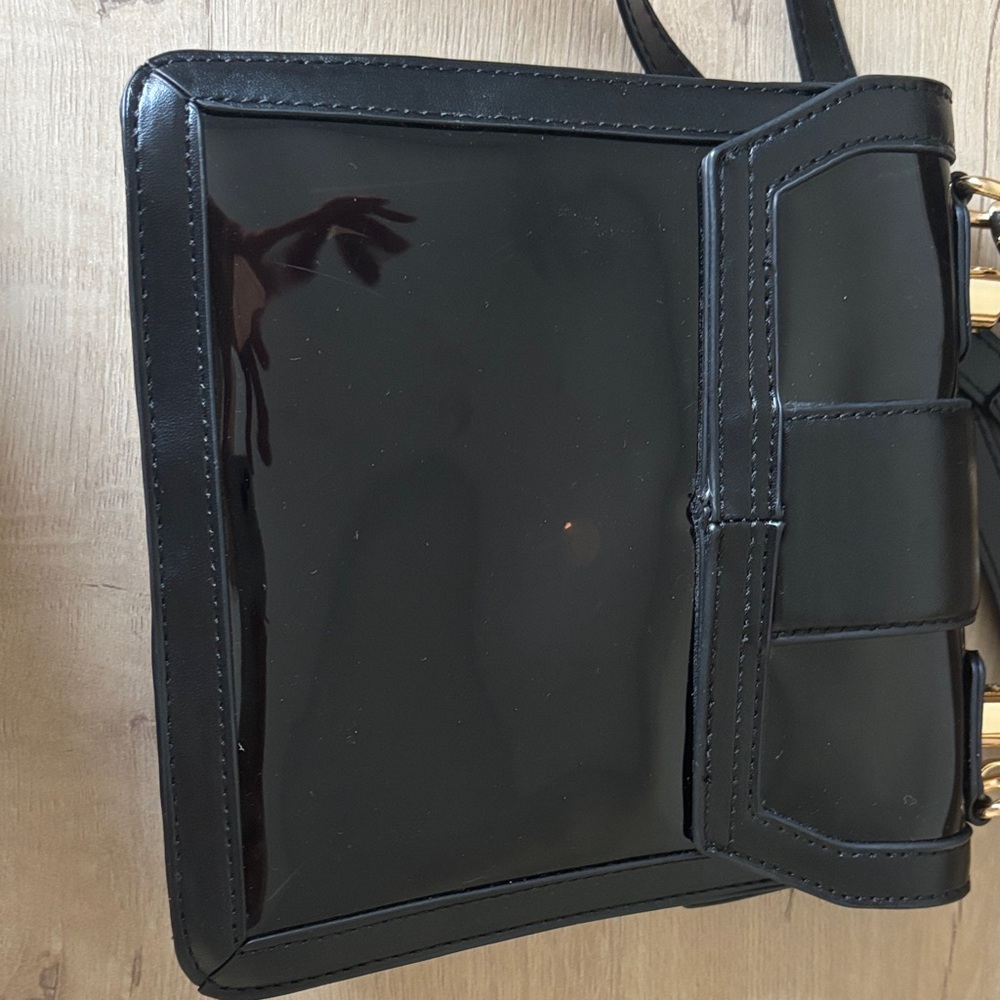 Anthropologie Clear Black Crossbody Bag with Gold Chain - Picture 4 of 9